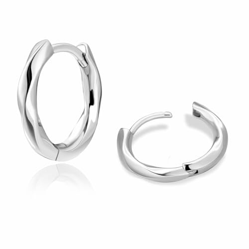 KRKC&CO S925 Silber Creolen Ohrringe für Damen, Hypoallergene Antiallergisch Kreolen Huggie Hoop Ohrring Silbrig 15mm, Geburtstag Geschenke für Frauen Mädchen von KRKC & CO keep real keep champion