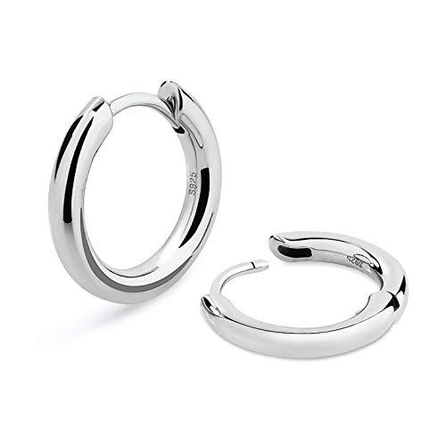 KRKC&CO S925 Silber Creolen Ohrringe für Damen, Hypoallergene Antiallergisch Kreolen Huggie Hoop Ohrringe Silbrig 15mm, Geburtstag Geschenke für Frauen Mädchen von KRKC & CO keep real keep champion