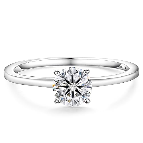 KRKC&CO Verlobungsring Damen Moissanite, 0,5 Karat Diamantring Solitärring, Ring Silber 925 Weißgold, VVS1 D Farbe, Verlobung Verlöbnis Hochzeit Jubiläum Geburtstag Geschenk für Frauen, 53 (16,9) von KRKC & CO keep real keep champion