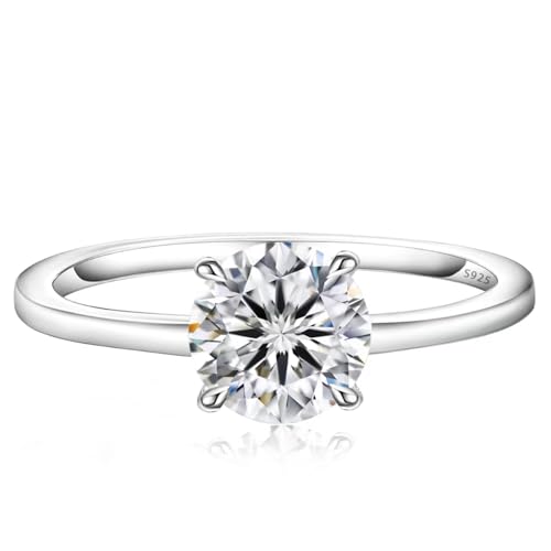 KRKC&CO Verlobungsring Damen Moissanite, 1 Karat Diamantring Solitärring, VVS1 D Farbe, 925 Silber Weißgold, Verlobung Verlöbnis Hochzeit Jubiläum Geburtstag Geschenk für Frauen, 57 (18,1) von KRKC & CO keep real keep champion