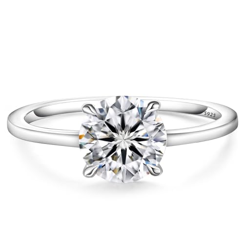 KRKC&CO Verlobungsring Damen Moissanite, 2 Karat Diamantring Solitärring, Ring Silber 925 Damen Weißgold, VVS1 D Farbe, Weihnachten Neujahr Geburtstag Geschenk für Frauen, 53 (16,9) von KRKC & CO keep real keep champion