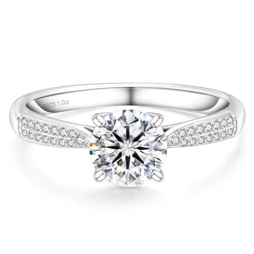 KRKC&CO Verlobungsring Damen Moissanite Ringe, 1 Karat Diamant Solitärring, VVS1 D Farbe, 925 Silber Weißgold Trauring Eheringe, Verlobung Verlöbnis Hochzeit Jubiläum Geschenk für Frauen, 57 (18,1) KRKC&CO Verlobungsring Damen Moissanite Ringe, 1 Karat Diamant Solitärring, VVS1 D Farbe, 925 Silber Weißgold Trauring Eheringe, Verlobung Verlöbnis Hochzeit Jubiläum Geschenk für Frauen, 57 (18,1) von KRKC & CO keep real keep champion