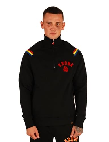 KRONK One Colour Gloves Quarter Zip Track Top Sweatshirt, Schwarz , L von KRONK