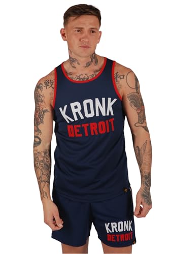 Kronk Boxweste – ikonische Detroit-Applikation, Trainingsweste, strapazierfähige athletische Trainingsbekleidung, bequeme Herren-Sportweste, navy, M von KRONK