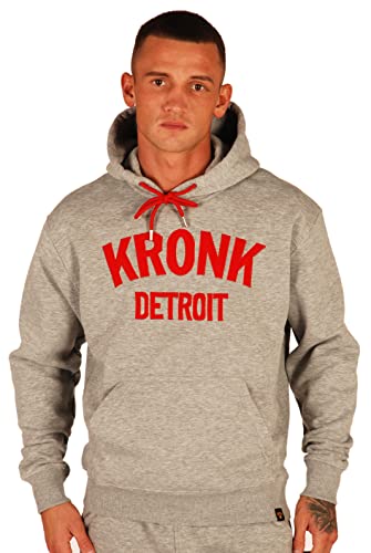 Kronk Detroit Applique Herren Hoodie Regular Fit, Grau (Sports Grey), XL von KRONK