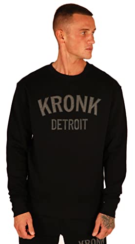 Kronk Detroit Applique Sweatshirt Herren Regular Fit, Schwarz , XXL von KRONK