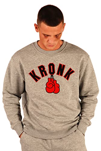 Kronk Gloves Applique Sweatshirt Herren Regular Fit, Handschuhe Sport Grau, XXL von KRONK