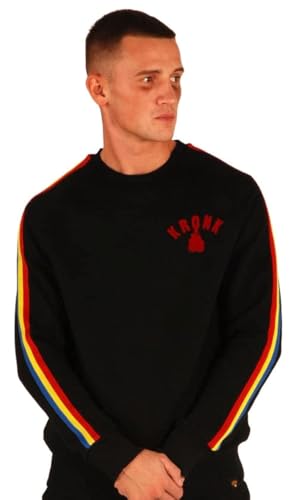 Kronk Gloves Applique Sweatshirt Herren Regular Fit, Schwarz gestreift, L von KRONK