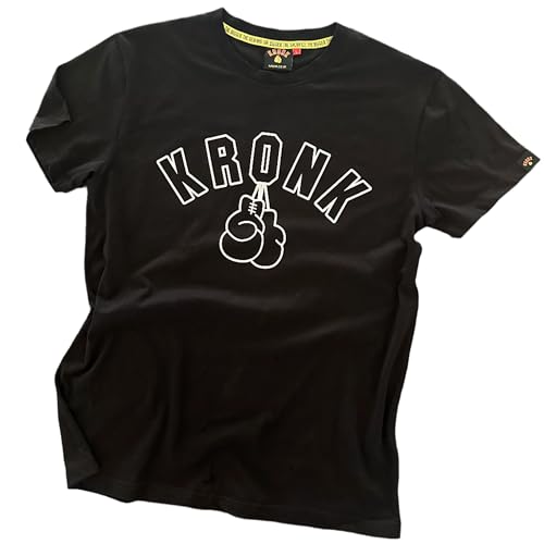 Kronk Outline Gloves Herren Slim Fit T-Shirt, Outline Handschuhe Schwarz & Weiß, XL von KRONK