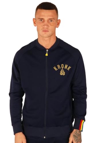 Kronk Trainingsjacke mit durchgehendem Reißverschluss und goldfarbenen Handschuhen Logo, navy, M von KRONK