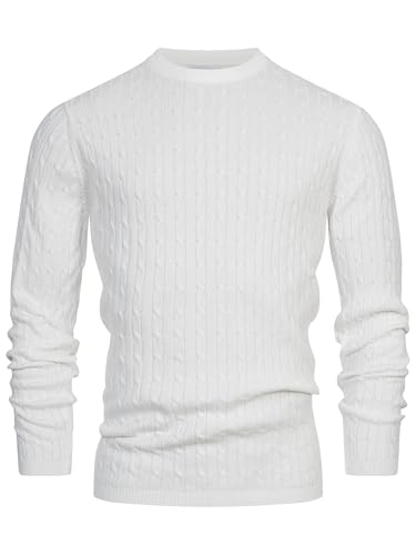 KRONSTADT Herren KSCable Feinstrickpullover mit Rundhals-Ausschnitt | Strickpullover aus 100% Baumwolle Snow White, XXL von KRONSTADT
