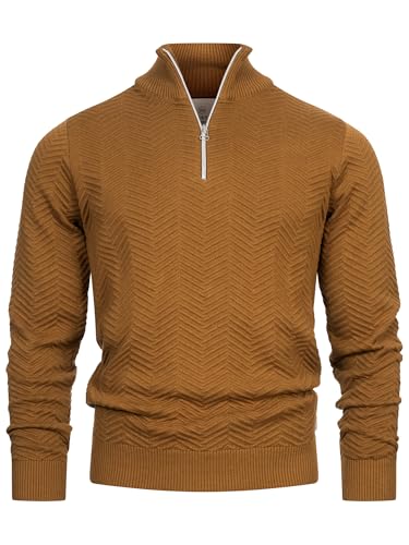 KRONSTADT Herren KSCarlo Half-Zip Feinstrickpullover mit Stehkragen und Reißverschluss | Strickpullover aus Baumwolle Rubber, M von KRONSTADT