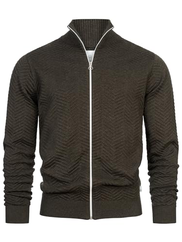 KRONSTADT Herren KSCarlo Zip Strickjacke mit Stehkragen und Reißverschluss | Fein-Strick Cardigan für Männer Army Mix, XL von KRONSTADT