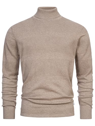 KRONSTADT Herren KSFisker Feinstrickpullover mit Rollkragen aus 100% Baumwolle | Strickpulli für Männer Beige Mix, M von KRONSTADT