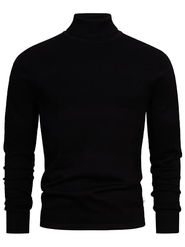 KRONSTADT Herren KSFisker Feinstrickpullover mit Rollkragen aus 100% Baumwolle | Strickpulli für Männer Black, L von KRONSTADT