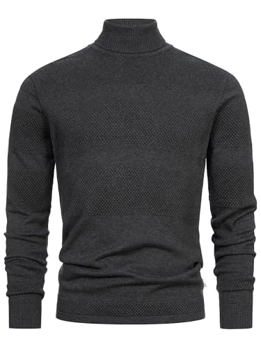 KRONSTADT Herren KSFisker Feinstrickpullover mit Rollkragen aus 100% Baumwolle | Strickpulli für Männer Charcoal Mix, XXL von KRONSTADT