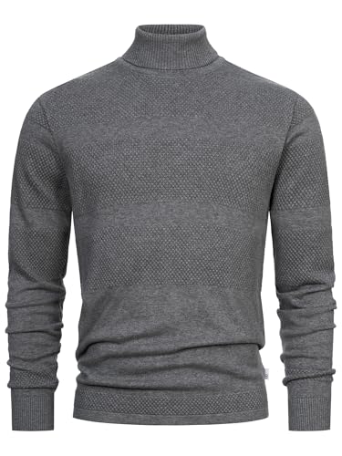 KRONSTADT Herren KSFisker Feinstrickpullover mit Rollkragen aus 100% Baumwolle | Strickpulli für Männer Lt Grey Mix, L von KRONSTADT