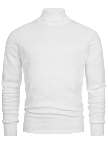 KRONSTADT Herren KSFisker Feinstrickpullover mit Rollkragen aus 100% Baumwolle | Strickpulli für Männer Snow White, S von KRONSTADT