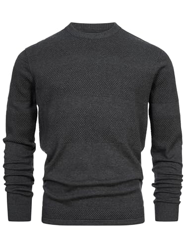 KRONSTADT Herren KSHannes Feinstrickpullover mit Rundhals-Ausschnitt | Strickpullover aus 100% Baumwolle Charcoal Mix, L von KRONSTADT