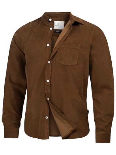 KRONSTADT Herren KSJohan Corduroy Hemd Langarm Cord aus 100% Baumwolle | Herrenhemd Männer Raw Umber, 3XL von KRONSTADT