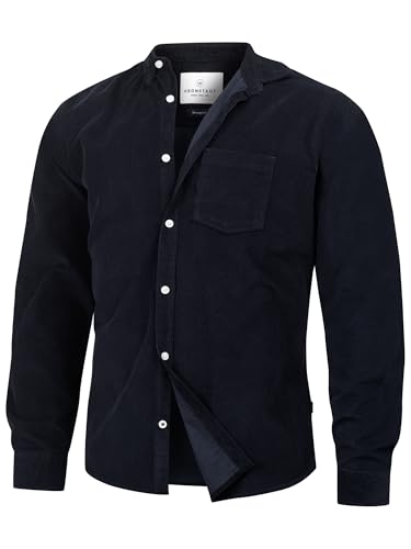 Herren KSJohan Corduroy Hemd Langarm Cord aus 100% Baumwolle | Herrenhemd Männer Sky Captain, 3XL von KRONSTADT