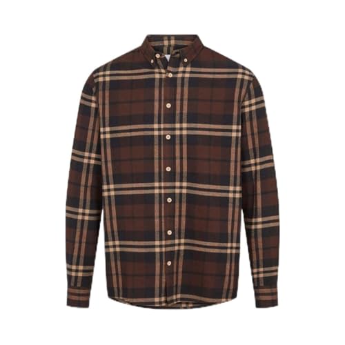 KRONSTADT Herren KSJohan Flanell Langarmhemd | Herrenhemd kariert aus 100% Baumwolle Brown Check, XL von KRONSTADT