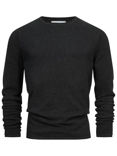 KRONSTADT Herren KSPep Feinstrickpullover mit Rundhals-Ausschnitt | Strickpullover aus Baumwollmix Charcoal Mix, L von KRONSTADT
