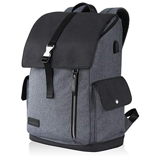 KROSER Laptop Rucksack 17,3 Zoll Damen Herren Schultasche Tagesrucksack Wasserabweisend Große Laptop Gepäck Tablet für College/Reisen/Frauen/Männer-Schwarzgrau MEHRWEG von KROSER