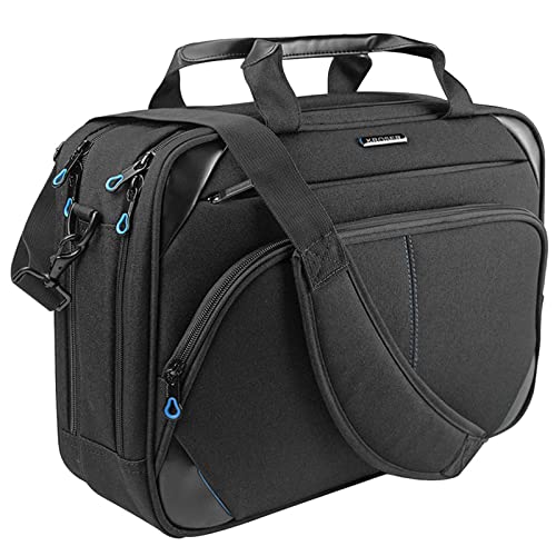 KROSER Laptop Tasche 15,6 Zoll Business Tasche Laptop Umhängetasche Wasserabweisend Schultertasche Durable Tablet Hülle mit RFID Taschen für College/Herren/Frauen/Männer/Damen-Schwarz/Blau MEHRWEG von KROSER