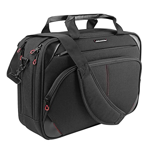 KROSER Laptop Tasche 15,6 Zoll Business Tasche Laptop Umhängetasche Wasserabweisend Schultertasche Durable Tablet Hülle mit RFID Taschen für College/Herren/Frauen/Männer/Damen-Schwarz/Rot MEHRWEG von KROSER