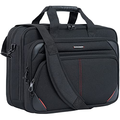 KROSER Laptoptasche, 17,3 Zoll, Premium-Laptop-Tasche, erweiterbar, wasserabweisend, Laptop-Schultertasche, Kuriertasche, strapazierfähige Computertasche für Business/Reisen/Herren/Frauen von KROSER