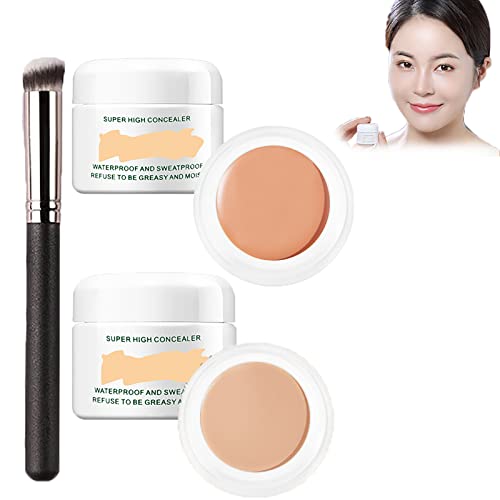 2PCS Perfect Concealer, Langanhaltender wasserfester Concealer, Abdeckender Concealer für dunkle Augenringe, Creme Concealer, Tattoo Concealer, Concealer Make Up für Frauen (Natural+Lvory) von KRRHUEO