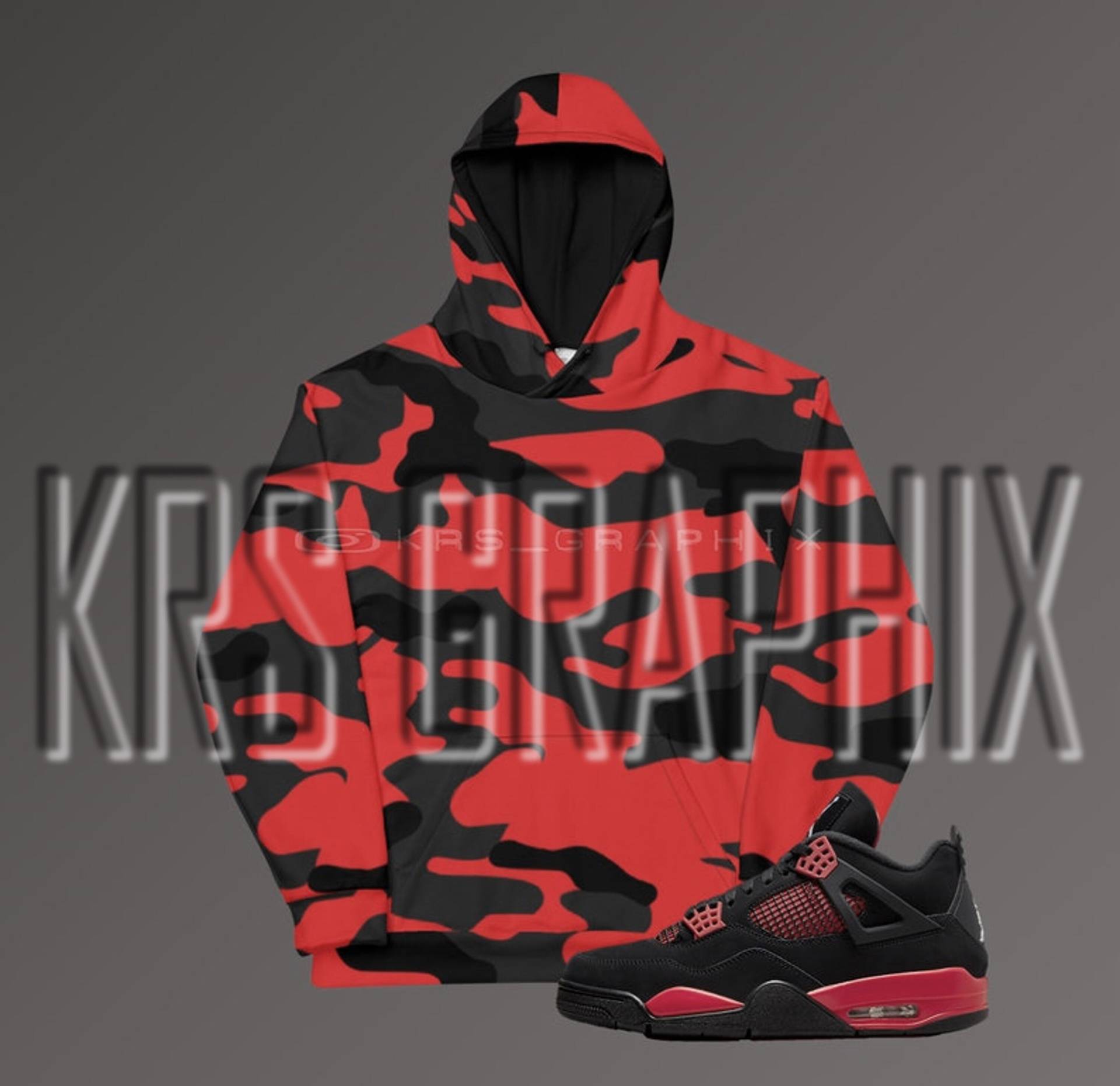 Hoodie Match Jordan 4 Red Thunder - 4S Hoodie Match Jordan 4 Red Thunder - 4S von KRSGraphix