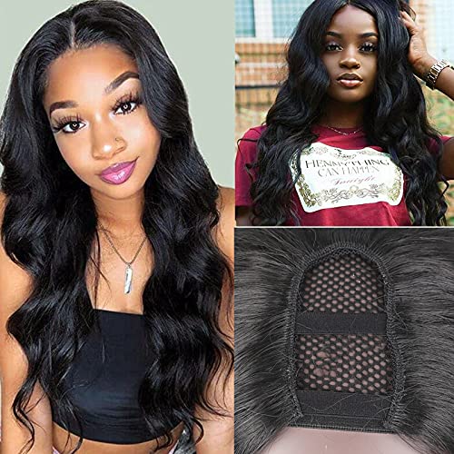 KRSI Body Wave U Part Wigs for Women U Part 3.5'' x 3.5'' U Shape Glueless Wigs Natural Black Full Head U-part Hair Extension Clip in U Part Wig Synthetic Hair Half Wig 50.8cm (1B-6681) von KRSI