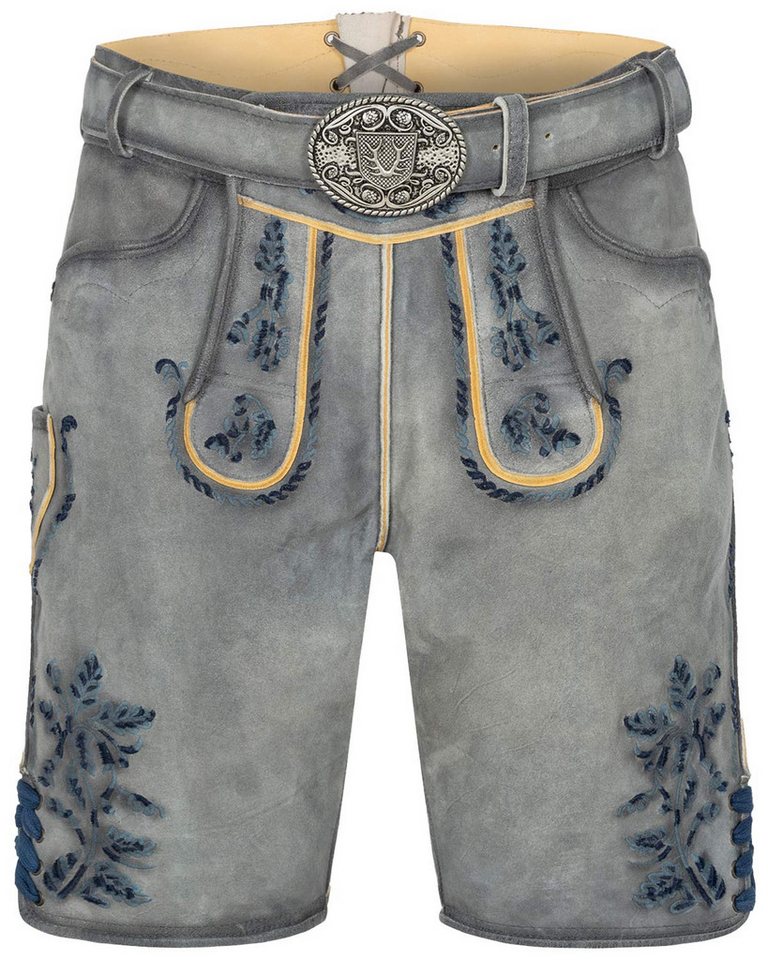 KRÜGER BUAM Trachtenlederhose Kurze Lederhose 'Graham' mit Gürtel 961567, Grau B von KRÜGER BUAM