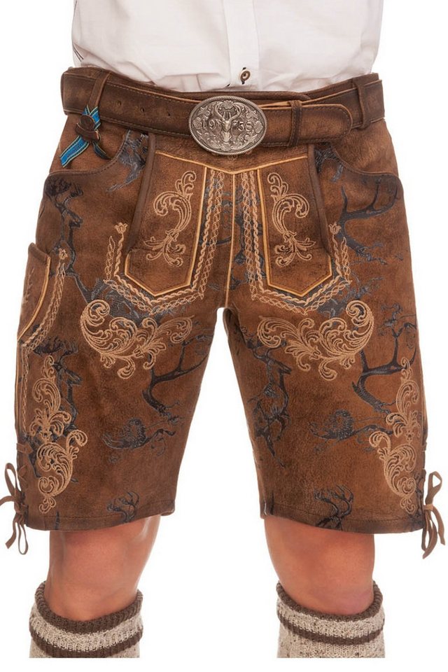 KRÜGER BUAM Trachtenlederhose Lederhose Herren kurz - TITUS - braun von KRÜGER BUAM