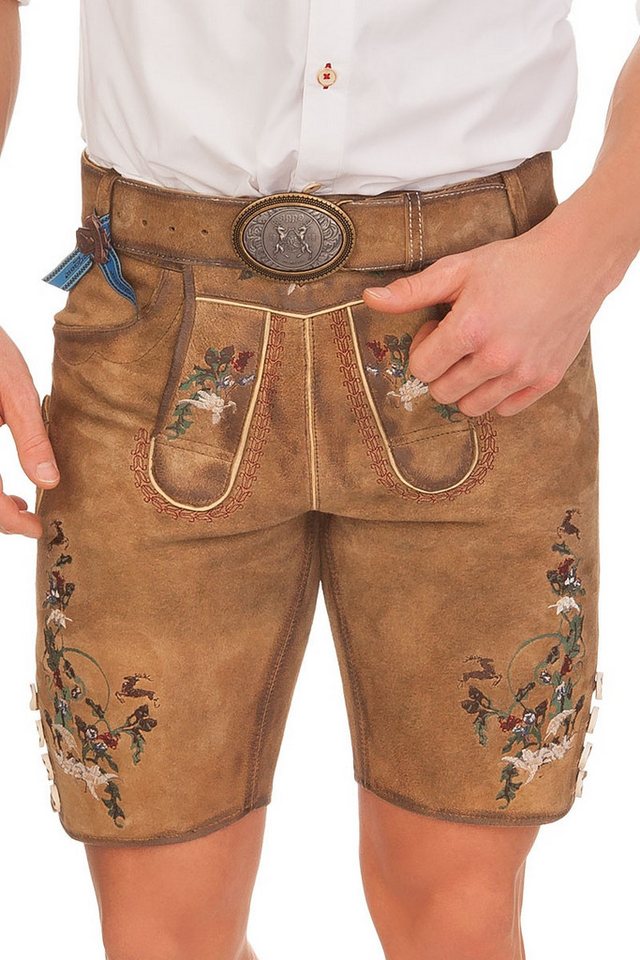 KRÜGER BUAM Trachtenlederhose Lederhose Herren kurz - WOLFRAM - hellbraun von KRÜGER BUAM