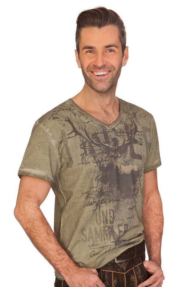 KRÜGER BUAM Trachtenshirt Trachtenshirt Herren - PIRSCH - oliv von KRÜGER BUAM