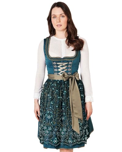 KRÜGER COLLECTION Dirndl Cristina mit Spitzenschürze 115366 | Petrol - 60cm 36 von KRÜGER COLLECTION