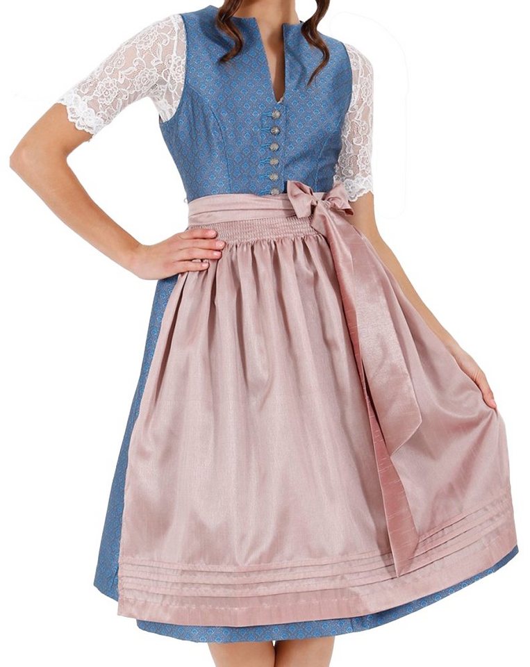 KRÜGER COLLECTION Dirndl Pia" Klassisch Hochgeschlossen - Blau Rosé 70cm" von KRÜGER COLLECTION