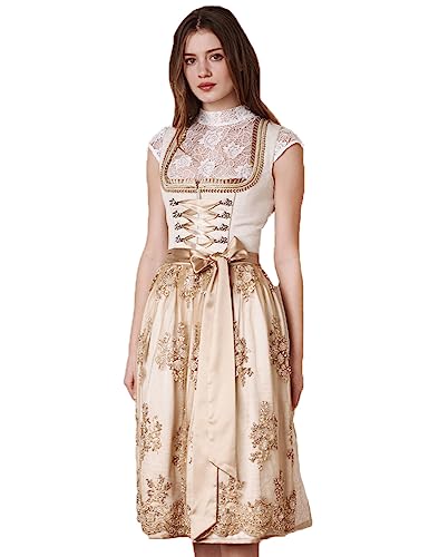 Krüger Dirndl Neila mit Spitzenschürze 116365 | Natur - 70cm 50 von KRÜGER COLLECTION