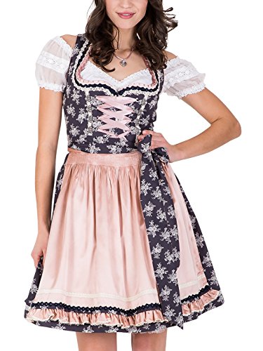 Krüger Damen Dirndl Love Marine Rose 60er Rocklänge (42, Marine Rose) von Krüger