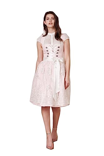 KRÜGER Dirndl Francys Damen rosa | Jacquard Spitze süß | 50cm Länge kurz Gr 36 von Krüger