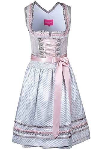 Krüger Dirndl Iris | 60er Länge Knielang Natur grün rosa | MADL 048526 | hell elegant Gr 36 von Krüger