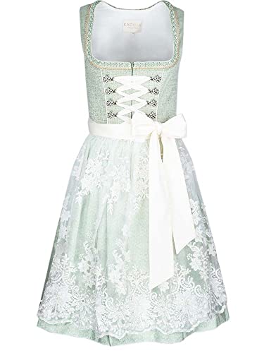 Krüger Dirndl Mirellie Damen hellgrün Mint | Strukturstoff schlicht elegant | 60cm Länge Gr 40 von Krüger