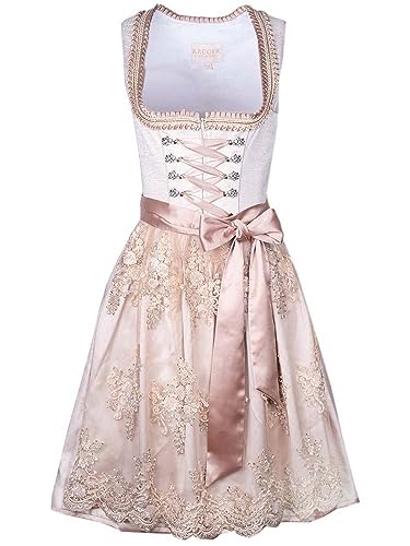 Krüger Dirndl Neila Damen Natur | Spitzenschürze beige elegant | 60cm Länge Gr 38 von Krüger