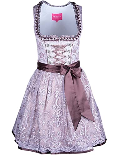 KRÜGER Dirndl Talea 50cm Damen Mauve | Jacquard Spitze elegant | kurz MADL Kollektion Gr 40 von Krüger