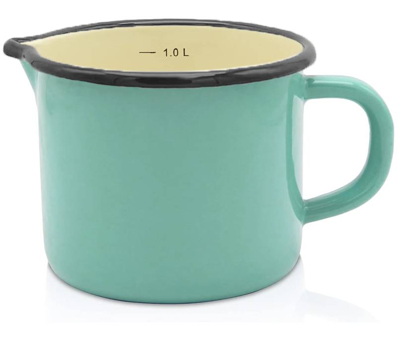 KRÜGER Sylt Milch-Topf 1-Teilig aus hochwertiger Emaille Spülmaschinenfest für alle Herdarten geeignet 12cm 1 Liter Mint-Grün von KRÜGER