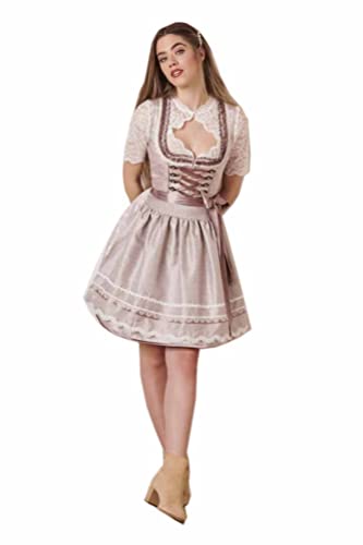 Krüger Madl Damen Dirndl Altrosa/Dunkelbeige/weiß 36 von Krüger