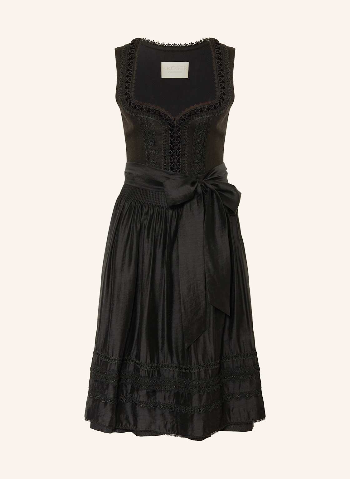 Krüger Dirndl Verity Mit Leinen Und Spitze schwarz von KRÜGER